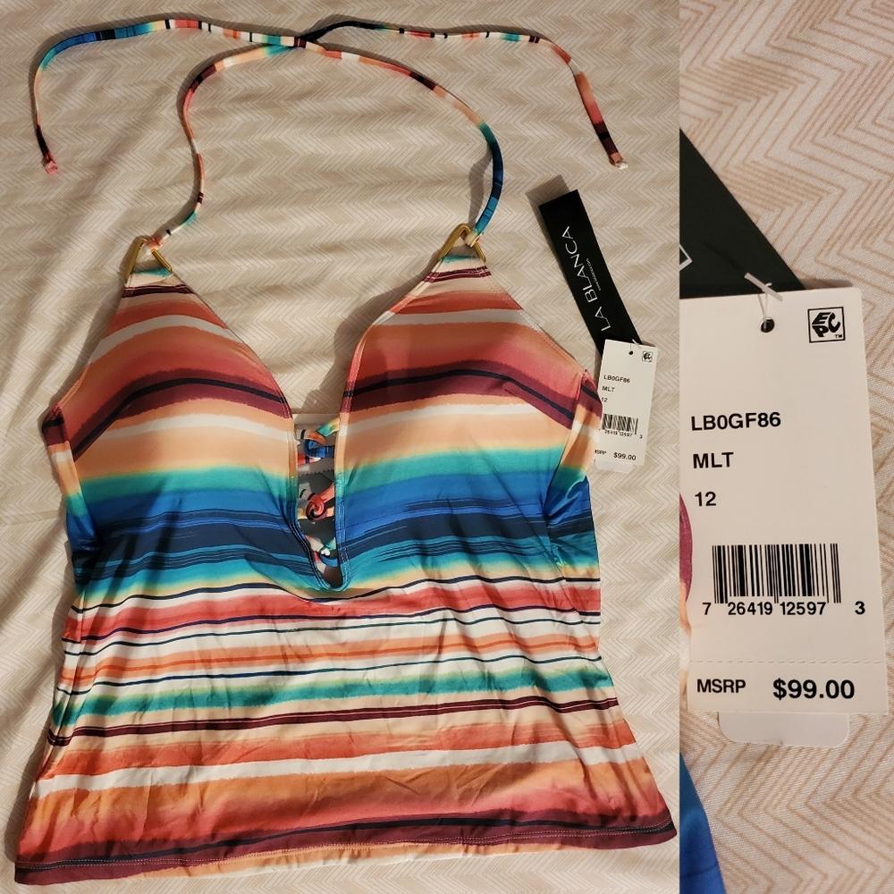 La Blanca Multicolor Striped Bikini Top